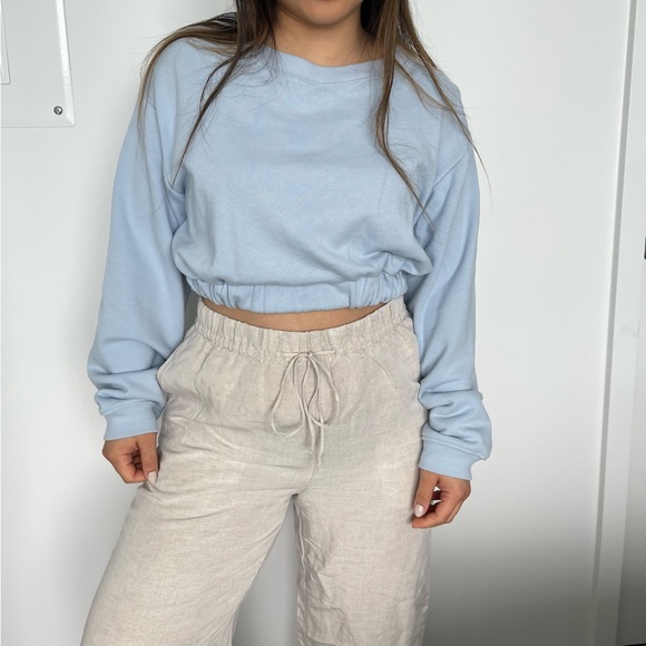 Baby blue elastic cropped sweater - Picture 6 of 7